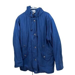Elan‎ Women's Blue Hooded Button Up Jacket